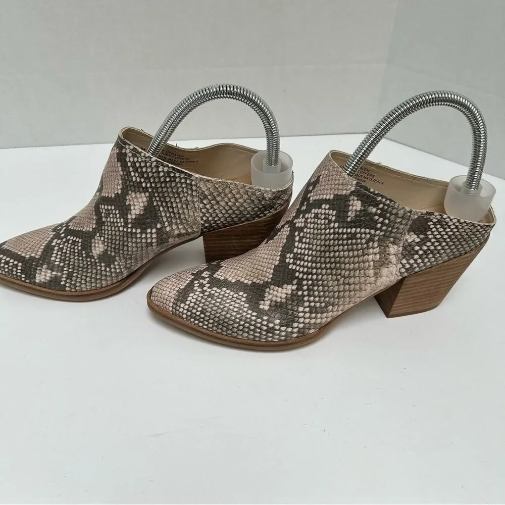 Dolce Vita RavenSnake Skin Mule Bootie Slip‎ On Block Heel size 8.5